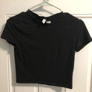S H&M Black Short Sleeve Crop Top